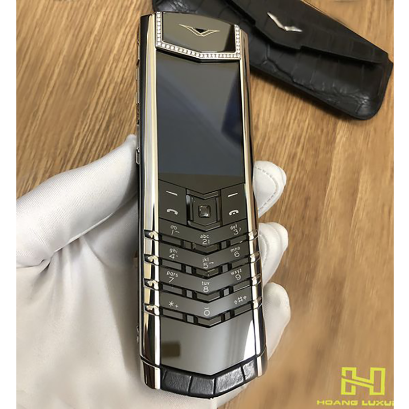 VERTU S THÉP BÓNG MIX DIAMOND ALIGATOR PHÍM SAPPHIRE