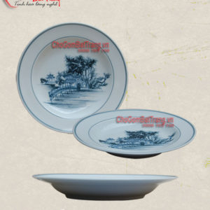 Đĩa sứ sâu lòng số 7 vẽ tranh phong cảnh